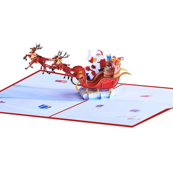 1/10 ADET 3D Merry Christmas Kartı Yaratıcı Pop-up Festivali Tebrik Kartları Noel Hediye Kartı Doğum Günü Yeni Yıl Partisi Kartpostal Dekor