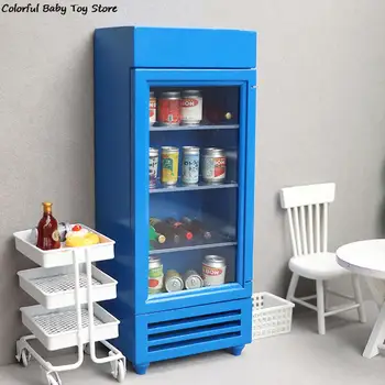 1/12 Dollhouse Minyatür Buzdolabı Oyna Pretend Bebek Evi mobilya dekorasyonu Aksesuarları Oyuncak