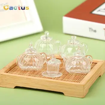 1/12 Dollhouse Minyatür mutfak dekoru Cam çay Fincanı su ısıtıcısı çaydanlık Vazo Ev Dekor Modeli Oyuncaklar Dollhouse Çıkartmaları