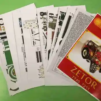 1:32 DIY Çek Zetor 7745-7211 Traktör Kartı Modeli Yapı Oyuncak Araba Modeli Manuel Setleri Eğitim Tarım Makineleri
