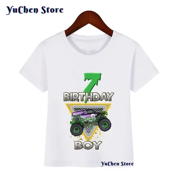 1-9 Yaşında T-shirt Doğum Günü Çocuk T-Shirt Canavar Kamyon Doğum Günü Partisi Canavar Kamyon Reçel Hediye Giyim T-shirt Çocuk T-shirt