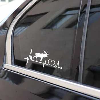 1 ADET 14CM*6.7 CM Geyik Elk Kalp Atışı Yaşam Hattı Vinil Motosiklet Siyah/Gümüş Araba Sticker Mercedes Çıkartmalar