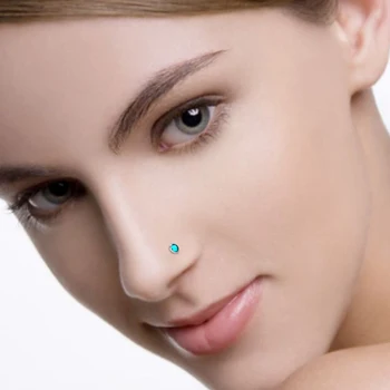 1 ADET 18G Burun Septum Piercing G23 Titanyum kristal cevheri Burun Damızlık Kulak Kemik İğne Küpe Burun Piercing göbek takısı Kadınlar için