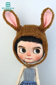 1 ADET Blythe Doll oyuncak bebek giysileri Moda Tavşan kulaklar peluş şapka renkli Blythe Doll için, Azon, OBitsu, FR Oyuncaklar hediye