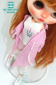 1 adet Blythe Doll oyuncak bebek giysileri moda çizgili gömlek Blythe Doll için Azon OB23 OB24 1/6 bebek noel hediyesi