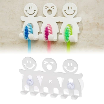 1 adet Diş Fırçası Tutucu Duvara Monte Vantuz 5 Pozisyon Sevimli Karikatür Gülümseme Banyo Setleri Banyo Aksesuarları