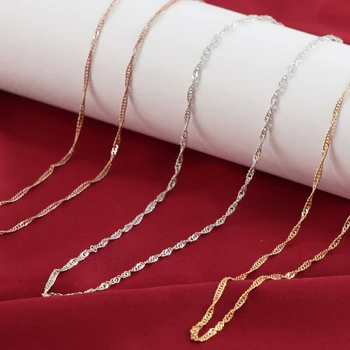 1 Adet Moda 2mm O Link Zincirleri Gül Altın Gümüş Renk Alaşım Chokers Kolye Kadınlar Kızlar İçin DIY Takı