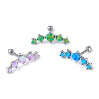1 Adet Opal Kulak Helix Kıkırdak piercing halkası Moda Kristal Tragus Piercing Küpe Kale göbek takısı Piercing Cartilagem Hediye