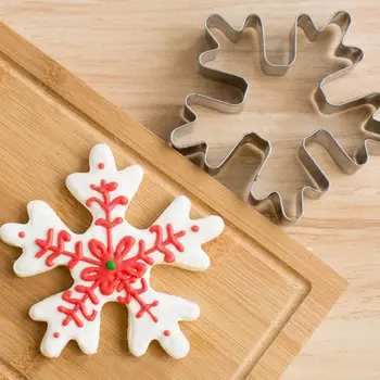 1 ADET Paslanmaz Çelik Kek Kurabiye Bakeware Noel Kar Yağışı Şekli Kalıp Fondan Çerez Kesiciler Bisküvi Kalıp Mutfak