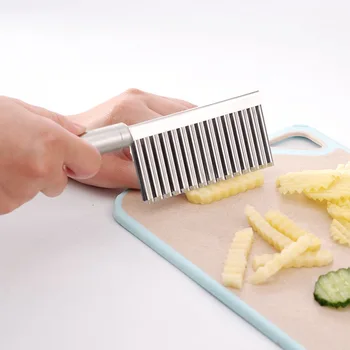 1 ADET Yeni Paslanmaz Çelik Dalga Bıçak Patates Kesme Oluklu Kızartması Cips Kesici Dilimleme Pişirme Araçları