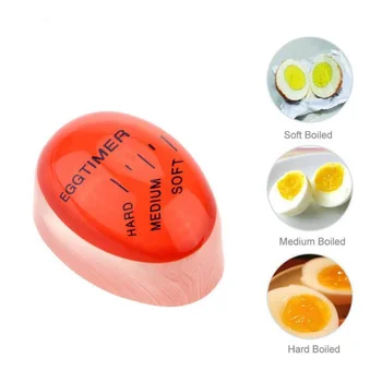 1 adet Yumurta Mükemmel Renk Değiştirme Zamanlayıcı Yummy Yumuşak Sert Haşlanmış Yumurta Pişirme Mutfak Çevre Dostu Reçine Yumurta Zamanlayıcı Kırmızı zamanlayıcı araçları