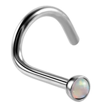 1 ADET Çelik Opal Küçük Sevimli 2mm Burun Piercing Nazir Yüzük 20G L Şekli Burun Vida Kemik Damızlık Yüzük Gizlemek Piercing Burun Pin Takı