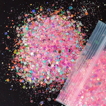 1 kg/torba Aydınlık En Uzun Ömürlü Karanlık tırnak Glitter Madeni Pul 12 Renk Holo Karışık Altıgen Manikür Tıknaz Pul CD61