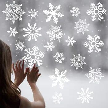 1 Sayfalık Merry Christmas Kar Tanesi Kardan Adam Pencere Sticker Noel Duvar Çıkartmaları Çocuk Odası Duvar Çıkartmaları