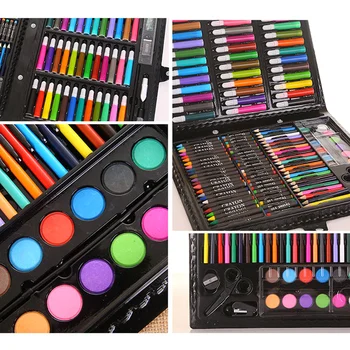 1 Takım Çocuklar Çizim Boyama Sanat kutu seti Renkli Kalemler Çocuklar için Taşınabilir Acemi Boyama Çizim Aracı Malzemeleri Kırtasiye