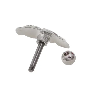 1 Çift 16G Tüy Paslanmaz Çelik Anodize Kulak Kıkırdak Piercing düğme küpe Tragus Gümüş Kaplama Vücut Piercing Helix Takı