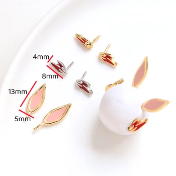 1 çift Bakır kaplama altın Tavşan kulak şekli DIY Takı Küpe Barok inci pin aksesuarları malzemeleri