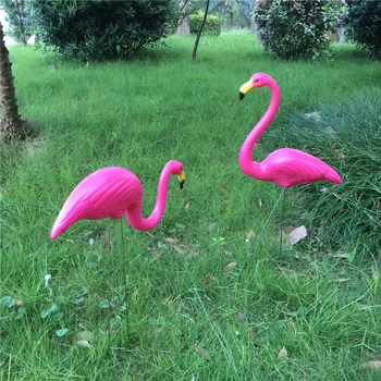 1 çift Gerçekçi Büyük Pembe Ve Kırmızı Flamingo Bahçe Dekorasyon Çim Heykelcik Yard Otlak Parti Sanat Süsleme Ev Zanaat