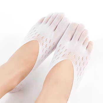1 Çift Kadınlar Beş Ayak Çorap Ultra İnce Beş Parmak Görünmez Anti-Skid Sürtünme Tekne Çorap Yaz Nefes Ayak Bileği Çorap