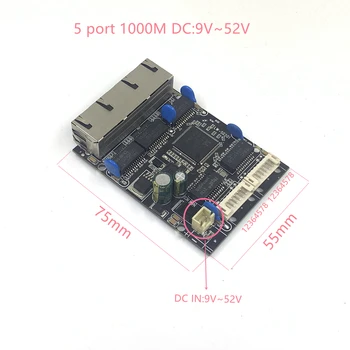 10/100/1000 M 5 port gigabit Ethernet anahtarı entegre modülü DC 5 V 12V16V 18 V 24V36V48V 1A-3A ÇİN'DE endüstriyel eternet anahtar