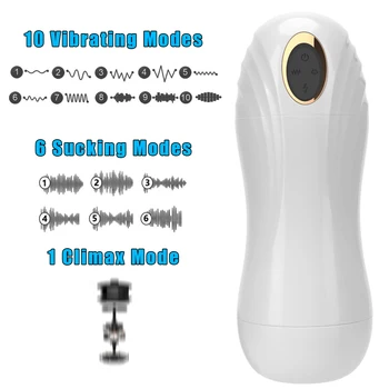 10+6 + 1 Modu Elektrikli Penis Pompası Glans Emme Vibratörler Erkekler İçin Gerçekçi Vajina Gerçek Pussy Erkek mastürbasyon kupası Seks Oyuncakları Erotik