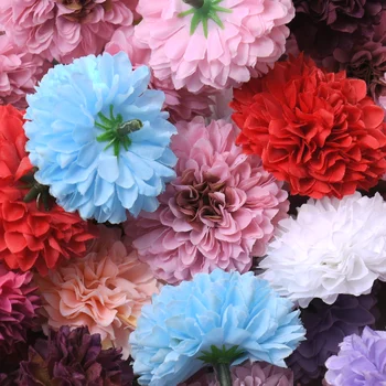 10 adet 5cm Ponpon Yapay İpek Çiçekler Kafa Ortanca Ev Düğün Dekorasyon DIY Scrapbooking Sahte Çiçek Çelenkler