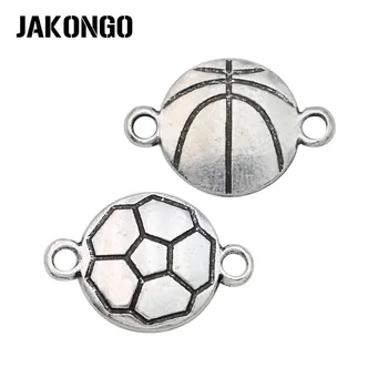 10 Adet Antik Gümüş Kaplama Futbol Basketbol Konnektörler Takı Yapımı için Bilezik Bulguları DIY Aksesuarları 15mm