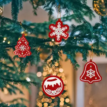 10 Adet DIY Elmas Boyama Noel Ağacı Kolye Asılı Süsleme Elmas Nakış Noel Dekorasyon Hediye Çantası Kutusu Dekor