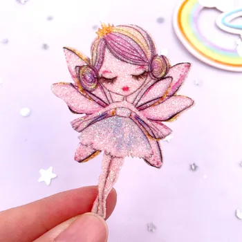 10 adet Glitter Keçe Kumaş Nonwoven Renkli Karikatür çiçek peri Aplike DIY Dikiş Yama Malzemeleri Şapkalar Yay Aksesuarları