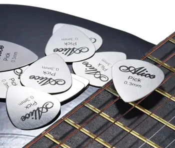 10 adet / grup Alice 0.3 mm Gitar Seçtikleri Mızrap Paslanmaz Çelik Metal Gitar Seçtikleri Mızrap Gitar Parçaları ve Aksesuarları YYY GYH
