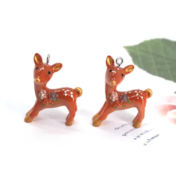 10 adet Kawaii Sika Geyik Sevimli Reçine Takılar Hayvan El Sanatları Kolye Küpe Anahtarlık DIY Takı Yapımı