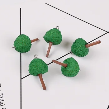 10 adet Kore Sevimli Küçük 3D Noel Ağacı Reçine Takılar Takı Yapımı için Kolye Dıy Küpe Kolye Aksesuarları C426
