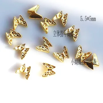 10 Adet Lüks Charm Tırnak Parçası Altın / Gümüş İçi Boş Kelebek Şekli Metal Takı Tırnak Dekorasyon 3D Parlak Çivi Aksesuarları Tedarik