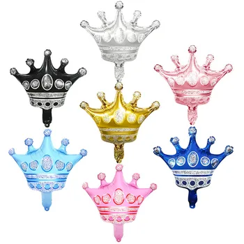 10 adet Mini Veliaht Prens Prenses Folyo Balon Mavi Pembe Siyah Altın Air Ballon Düğün Doğum günü Parti Süslemeleri Çocuklar Duş