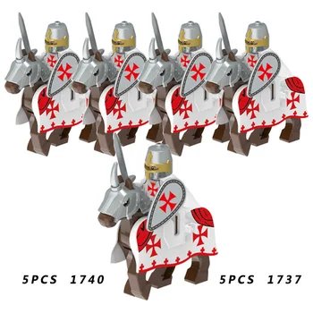10 adet Ortaçağ Şövalye Warhorse Modeli Yapı Taşları Uyumlu Savaşçı Asker Aksiyon Figürü Serisi Tuğla Çocuk Oyuncakları