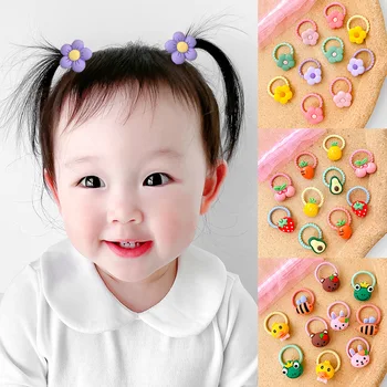 10 Adet / takım Bebek Kız Sevimli Karikatür Çiçek Yay Scrunchies lastik bantlar Çocuk Elastik Saç Bantları çocuk saç aksesuarları