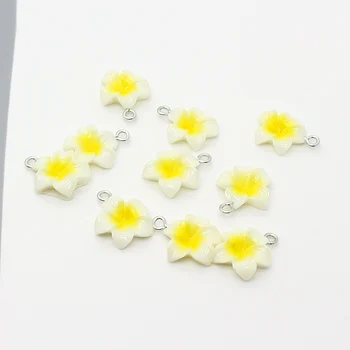10 adet Tatlı Küçük Mini Sarı Çiçek Küpe Reçine Takılar Kore Saç Halat Kolye Bilezik Kolye Aksesuar Takı Yapımı İçin