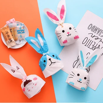 10 adet Tavşan Kulak Çantası Paskalya Bisküvi Dropshipping Plastik Şeker hediye çantası Ve Tatlı Pişirme Aktivite Parti Süslemeleri Malzemeleri