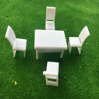 10 takım 1/50 Minyatür Mutfak yemek masası Sandalye Modeli DIY Dollhouse Diorama Düzeni Mimari Yemek Oyunu Oyuncaklar