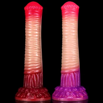 10 Türleri Alien Beast Yapay Penis Simülasyon Hayvan Penis Uzun Büyük Yumuşak Silikon At Kurt Köpek Yapay Penis Mastürbasyon Seks Oyuncakları Kadınlar için