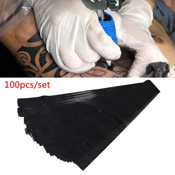 100/200 Adet Dövme Aksesuar Makinesi Tek Kullanımlık Siyah/Mavi Dövme Klip Kordon Kollu Çanta Kapakları Dövme