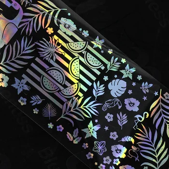 100 * 4cm Lazer Tırnak Folyo Senfoni Holografik Serisi Çiçek Holo Yıldızlı Transferi Tırnak Sticker Manikür Tırnak Sanat Süslemeleri