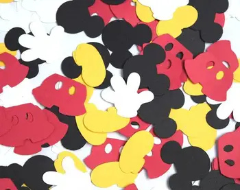100 Adet Mickey Mouse Tek Kullanımlık Doğum Günü Partisi dekorasyon kağıdı Konfeti evlilik davetiyesi Bebek Duş Yıldönümü Malzemeleri
