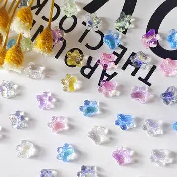 100 ADET Mix Glitter Aurora Renkler Buz Saydam Kalp Balık Kedi Pençe Nail Art Rhinestones Takı Dekorasyon Manikür DIY Takılar