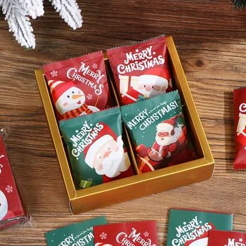 100 adet Santa Çerez Sıcak Mühür Torbaları El Yapımı Şeker Nuga Bisküvi Ambalaj Noel Yeni Yıl Partisi Dekorasyon hediye çantası Favor