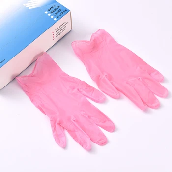 100 ADET Tek Kullanımlık Nitril Eldiven Alerji Ücretsiz Koruyucu Güvenlik eldivenler Çalışma Mutfak Bulaşık Yıkama Mekanik Pembe Beyaz Temiz