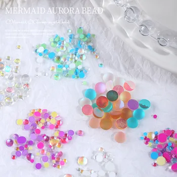 100 adet / torba Kedi Gözü Reçine Buzlu Dekorları Düz Geri Senfoni Flaş Taklidi 6mm Opal Takılar 7 Renkler 3D Taklidi Süslemeleri