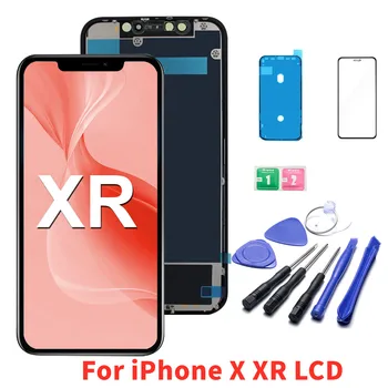 %100 % Test Edilmiş LCD iPhone X XS XR LCD ekran dokunmatik ekranlı sayısallaştırıcı grup iPhone xr Ekran İçin Hafif Renkli Noktalar İle