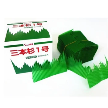 1000 adet /kutu Yeşil Yaprak Japon Gıda Suşi Dekorasyon Yaprakları Suşi Çim Yaratıcı Plastik Yaprak Sashimi Dekor Araçları