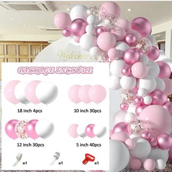 107 adet Pembe Balon Kemer Kiti Garland Standı Düğün Dekorasyon Macaron Beyaz Globos Mutlu Doğum Günü Partisi Bebek Duş Dekor